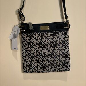 Tommy Hilfiger Monogram Crossbody Bag – Black & Beige, NWT